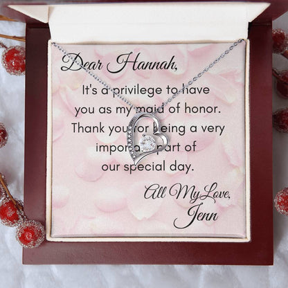 Customizable Maid of Honor Forever Love Necklace