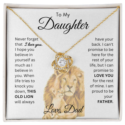 To My Daughter From This Old Lion Love Knot Necklace