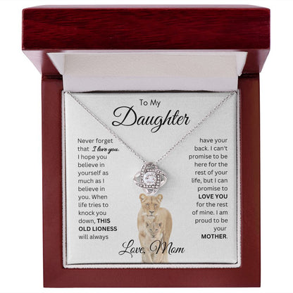 To My Daughter This Old Lioness From Mom Love Knot Necklace