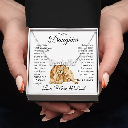 To Our Daughter These Old Lions From Mom & Dad Name Necklace