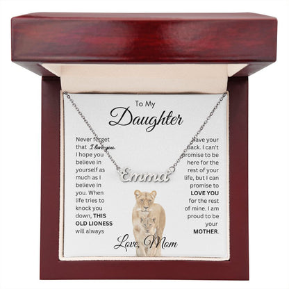 To My Daughter This Old Lioness From Mom Name Necklace